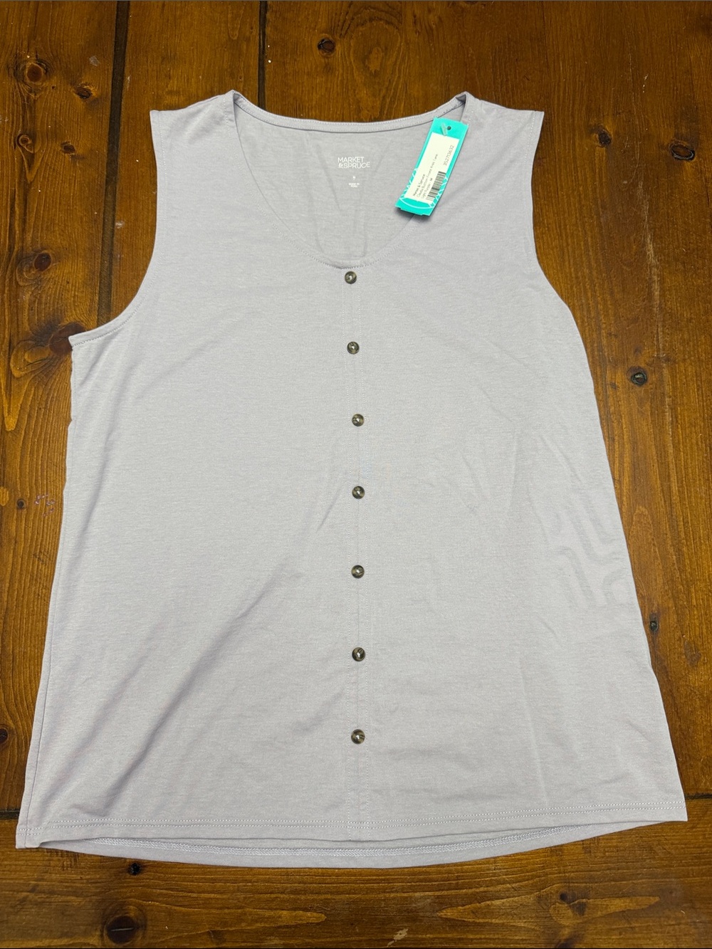 Market & Spruce Soft Light Purple Button-Down V-Neck Tank